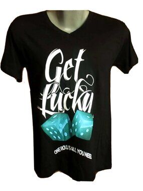 Vintage Y2K T-Shirt M NEW Mens 90s GET LUCKY ROLL DICE HIP HOP Graphic Tee